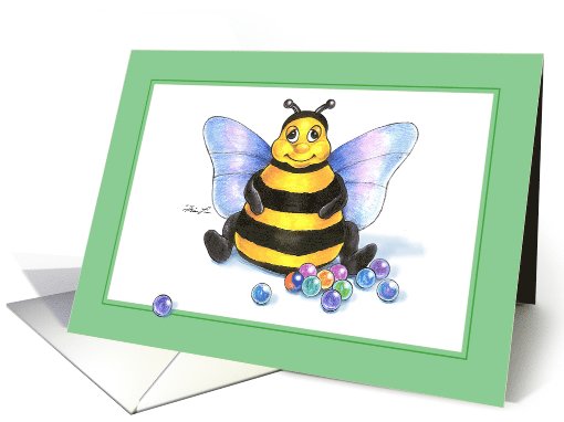 whimsical Bee & Marbles -Blank note card (754145)