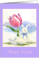 Happy Easter- Bunny- Tulip card