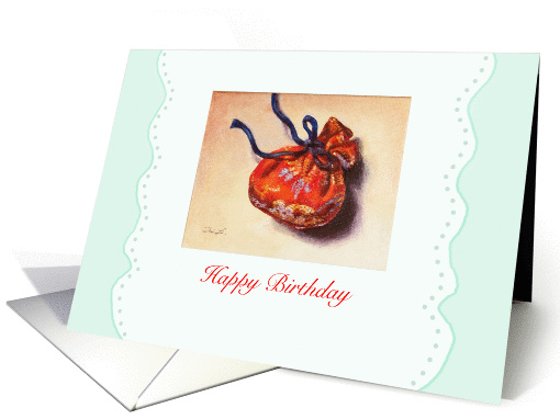 Happy Birthday - small Asian red silk purse card (957097)