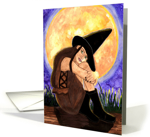 Warmed By The Moon - Witch & Halloween Art card (1449946)