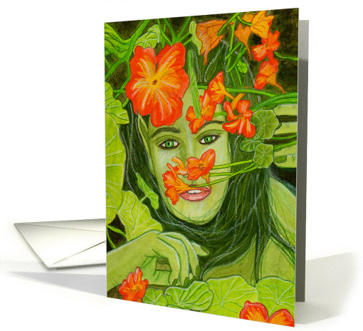 The Green Fairy - Fairy & Garden Art Blank card (1449964)