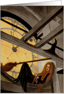 Clock Tower Witching Hour - Witch & Halloween Art card