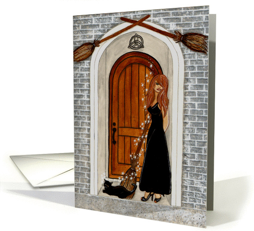 Out Of The Broom Closet - Witch Art Blank card (1449992)