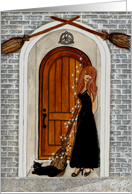 Out Of The Broom Closet - Witch Art Blank Card