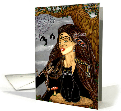 Dark Arts Sorceress Witch Art Blank card (1451136)