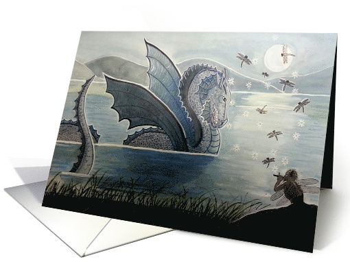 Dragon Charmer - Enchanted Dragon and Dragonfly Art card (1514292)