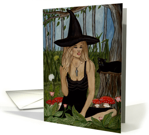 In My Magic Garden, Witch, Black Cat Garden Art card (604236)