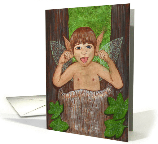 Finwe - Elf or Fairy Boy Sticking Out Tongue - Neener card (604367)