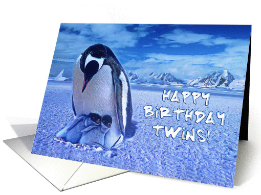 Happy birthday, twins Penguins photo card (1357760)