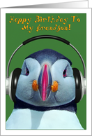 Happy Birthday To My Grandson, Funny Puffin card