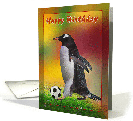 Happy Birthday. Soccer penguin with ball card (1366242)