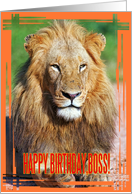 Happy birthday boss card featuring a lion card