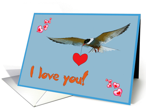 I love you card, sea gull with hearts card (866237)