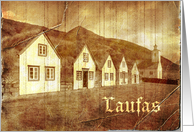 Old vintage card,Iceland Laufas historic village card