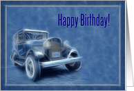 Happy Birthday card, old vintage classic car card