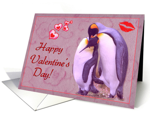 Happy Valentine's day, two penguins in love card (877109)