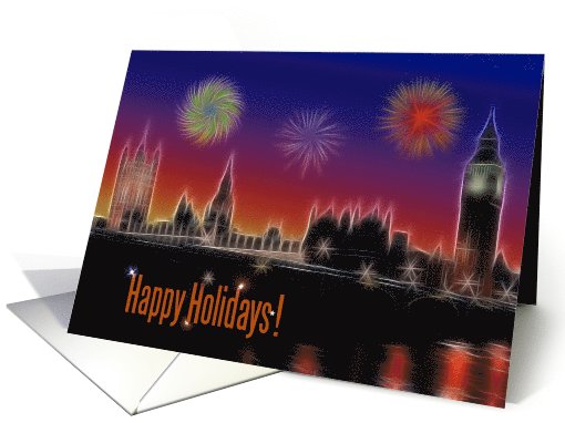 Happy Holidays card, fireworks above London card (879103)