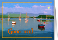 Good bye card, marine scene with sun and blue sky card