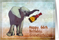 Happy 66th birthday grandpa greeting card, elephant with bottle card