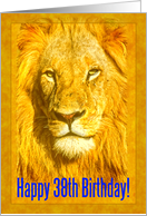 Happy 38th Birthday greeting card, Male lion portrait card