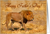 Happy Father’s Day greeting card, Male lion in hot savannah card