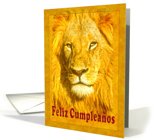 Happy Birthday Spanish greeting card, Portrait young lion card