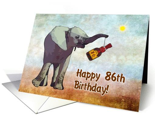 Happy 86th birthday greeting card, elephant card (893917)