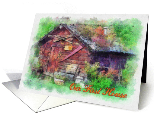 Our First house greeting card,wood old forest house card (897654)