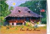Our first home greeting card,tropical house card