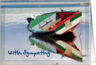 With Sympathy, Boat with reflection on the lake card