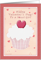 Sweet Girl Happy Valentine’s Day - Cupcake card
