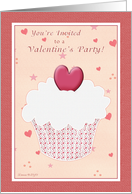 Valentine’s Party Invitation - Cupcake with Heart - You’re Invited card