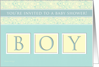 Baby Shower Invitation - For Boy - Blue and Yellow Swirls card