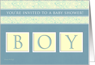 Baby Shower Invitation - For Boy - Dark Blue and Yellow Swirls card