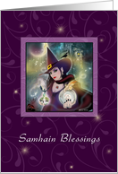 Witch Samhain Blessings - Pretty Witch Purple card