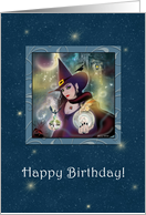 Happy Birthday - Witch Starry Night card