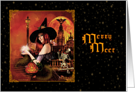 Merry Meet - Magical Night Witch - Blank card