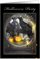 Mystical Raven, Skulls, Pumpkins, Spooky, Halloween Party Invitation card