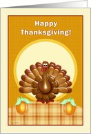 Happy Thanksgiving Turkey and Pumpkins card