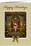Happy Holidays Nutcracker Ballerina Holiday Ball Room Christmas Trees card