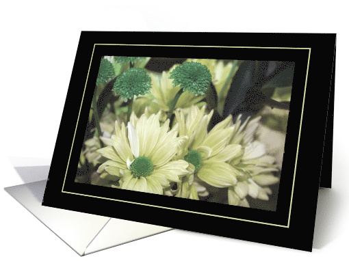 Daisies and Pom Poms with Green Centers - Note card (627128)