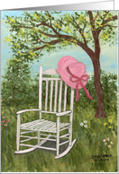 Rocking Chair-Pink hat-outdoors-garden-Thinking of you card