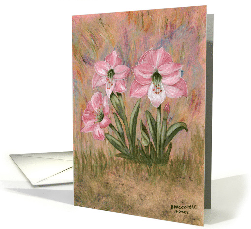 Pink flowers, blank note card (654308)