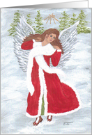 Angel walking in the Snow, note card