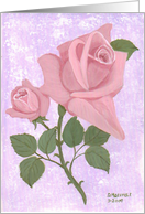 Pink Rose and Bud, note card