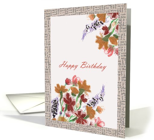 Happy Birthday, mixed floral card (642889)
