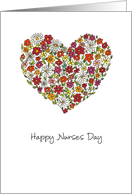 Happy Nurses Day - Heart with Flowers - Whimsical Design card