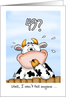 49th Birthday- Humorous Card with surprised cow card