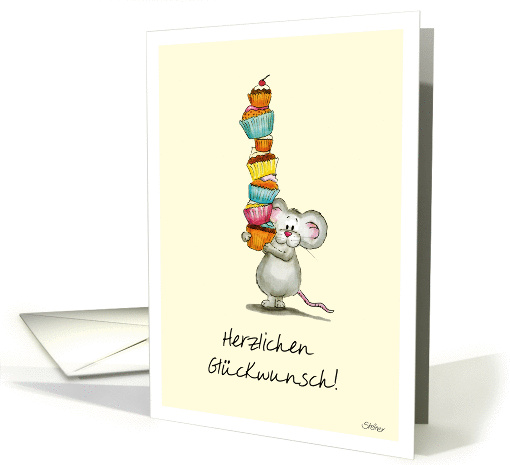 Herzlichen Glckwunsch - Deutsche Karte - Cute Mouse with... (1044595)
