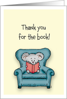 Thank you for the Book - Little Mouse with book in armchair. card